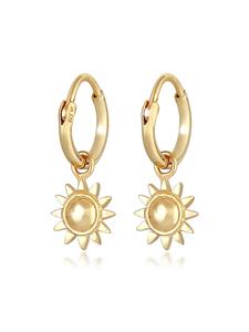 Elli Серьги в виде солнца из серебра 925 пробы с золотым покрытием