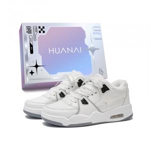 HUANAI Износостойкие противоскользящие скейтерские кеды унисекс с низким верхом, бело-серые, на флисовой подкладке, в коробке, цвет White Gray Star Fleece-Lined Box