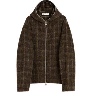 OUR LEGACY Ворсистый шерстяной свитер с молнией в клетку, Brown