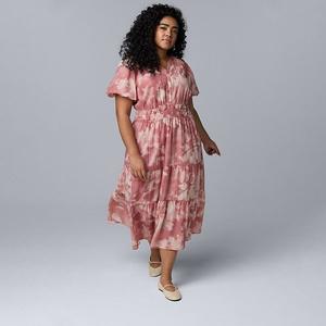 Платье макси Plus size Simply Vera Vera Wang, Pink Red Floral