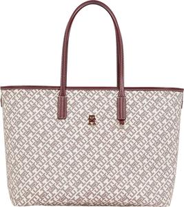 Кожаная сумка-тоут Tommy Hilfiger с монограммой и карманом на молнии, Oxblood