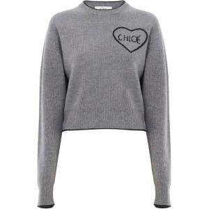 Свитер с аппликацией в виде сердца Chloé, серый