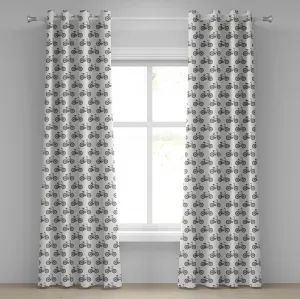 Штора для окон ABAKUHAUS с люверсами для велосипеда, нарисованная от руки, с изображением велосипедной тематики, желтый велосипед, уличное искусство, декоративная двухпанельная штора, 280 см x 175 см, горчично-черный цвет Abakuhaus