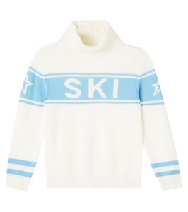 Шерстяной водолазный свитер Perfect Moment Kids, Blue/Snow White