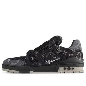Кроссовки lv trainer sneakers 'black grey denim monogram' Louis Vuitton, черный
