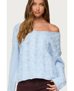 Женский свитер Inga оверсайз крупной вязки Edikted, Light-blue