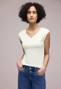 Mit knopfdetail basic tshirt Street One, Weiß