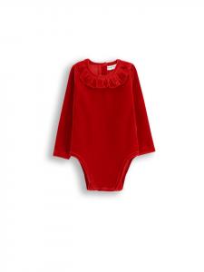 Coccodrillo Велюровый боди с длинными рукавами красного цвета