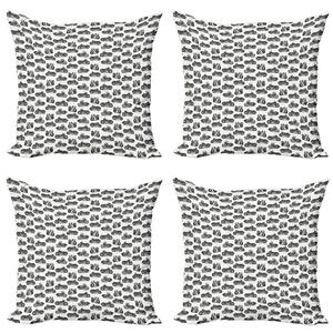 Комплект чехлов для мотоциклетных подушек ABAKUHAUS (4 предмета), рисунки в стиле ретро, ​​современная двусторонняя цифровая печать, 50 см x 50 см, серый, белый, черный