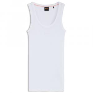 Облегающий топ из стрейч-хлопка с ребристой структурой BOSS, белый