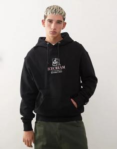 Лучший худи с принтом «Мороженое, которое мы подаём» ICECREAM в чёрном цвете