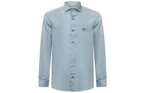 Рубашка с вышитым логотипом и пуговицами EMPORIO ARMANI, синяя