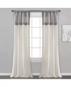 Оконные шторы-плиссе из искусственного льна в фермерском стиле с цветными блоками Lush Decor, gray