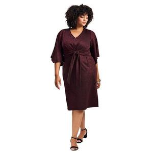 Женское платье Anastasia с запахом и металлическим трикотажем plus size Avenue, Rich Burgundy