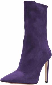Женские модные ботильоны FOWT с квадратным носком и задней молнией, высокие на шпильке, зимние для вечеринок и повседневной носки, размеры 4-16 US, Purple