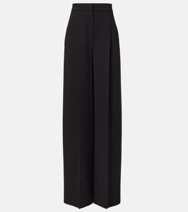 Laccato брюки с высокой талией и расклешенными штанинами из креп-сатина Max Mara, черный
