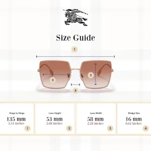 Солнцезащитные очки BURBERRY Daphne BE3133 квадратной формы для женщин + комплект с аксессуарами, Rose Gold / Gradient Pink