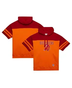 Мужская оранжевая толстовка Tampa Bay Buccaneers с короткими рукавами и винтажным логотипом Off Field Mitchell & Ness