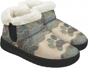 Quxjehoe Зимние женские ботинки на снег Удобные теплые ботинки с плюшевой подкладкой, короткие ботильоны на каждый день, черная подошва, размеры 6-13,5