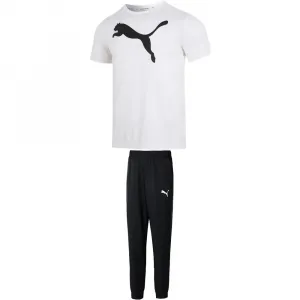 PUMA Повседневный спортивный костюм для мужчин: футболка White + брюки Black