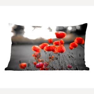 MuchoWow декоративная подушка диванная подушка гостиная декоративная подушка 50х30 см красные маки на черно-белом фоне - чехлы на диванные подушки - без наполнителя
