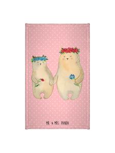 Mr. & Mrs. Panda Мишка из полотенца с цветочным венком, без надписей, пастельно-красного цвета