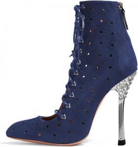 Женские закрытые ботильоны с шнуровкой FYS Гладиатор, короткие, до щиколотки, со стразами, на высоком каблуке, для танцев и вечеринок, сексуальная обувь для платьев, размер 4-15 US, Blue
