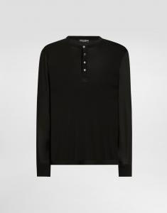 Футболка с длинным рукавом serafino из шелка Dolce & Gabbana, черный