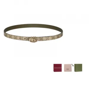 Кожаные ремни для женщин/зелёный ширина 2см GUCCI, бежевый/зеленый