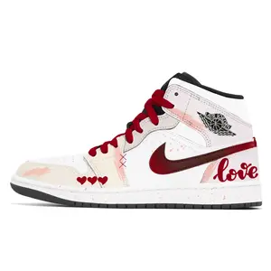 Jordan Кроссовки баскетбольные мужские mid top Air 1 Cushioning, Slip Resistant, And Abrasion Resistant Vintage Red