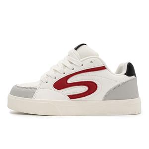 BURCOME Износостойкие унисекс скейтерские кроссовки низкие бело-красные, цвет White Red