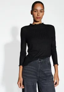 Приталенный ребристый топ с длинными рукавами Opus, Black
