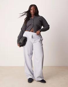 Прямые брюки Curve в сине-белую полоску Asos Design