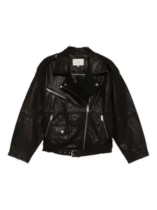 Кожаная куртка с поясом Gestuz, коричневый