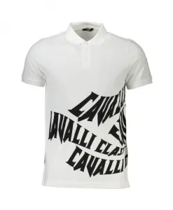 Белая хлопковая мужская рубашка поло Cavalli Class, белый