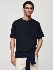 Хлопчатобумажная футболка anouk обычного покроя Mango, темно-синий