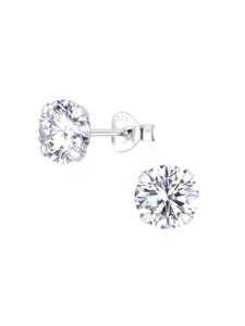 Alexander York Серьги-гвоздики с цирконием, 7 мм, из серебра 925 пробы, комплект из 2 штук