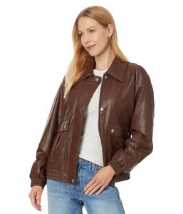 Бомбер Levi's Faux Leather Bomber, Chocolate Brown
