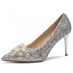 WEISHIBANGWEI Серебряные туфли на шпильке для женщин, цвет Silver