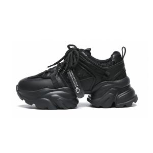 WOOS BOBO Дышащие легкие утепленные низкие массивные кроссовки женские - черные (сетчатые без подкладки летние), цвет Black (Unlined Mesh Summer)