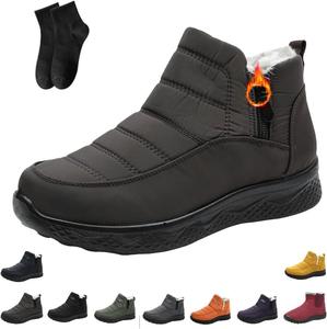 Женские зимние ботинки с широким размером, с утеплителем и меховой подкладкой, водонепроницаемые, на молнии сбоку, удобные для прогулок на улице, с противоскользящей подошвой NoworFewer, Coffee