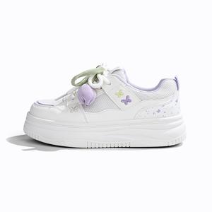 Легкие и дышащие низкие кроссовки для скейтбординга для женщин RENBEN, White Purple