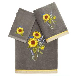 Linum Home Textiles Турецкий хлопок Girasol Набор украшенных полотенец из 3 предметов, цвет Charcoal