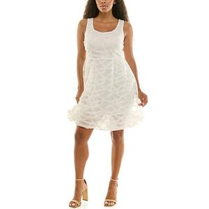 Женское платье-трапеция с квадратным вырезом и без рукавов Nina Leonard, Ivory