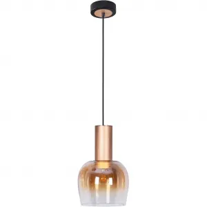 Подвесной светильник näve Funda E27 1 шт., 1 плафон, стекло янтарного цвета, диаметр 23,5 см, длина кабеля 150 см черный, E27 без лампы Näve, Natur