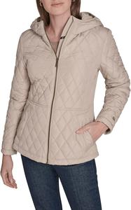 Женская стеганая куртка Tommy Hilfiger с длинным рукавом и застежкой-молнией, Chino