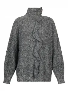 Свитер с высоким воротником и оборками LIU JO, черный