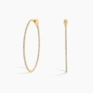 Круглые серьги-кольца Inside Out, диаметр 1 1/2 дюйма, желтое золото 14 карат (1/2 карата, чистота - HI / SI1-SI2) Blue Nile