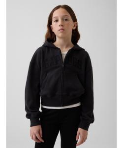 (K) Винтажная мягкая махровая ткань, укороченная толстовка на молнии с логотипом GAP (детская)