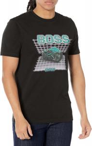 Футболка BOSS Mens Gamer с графическим принтом, Smoke Black/Dark Teal